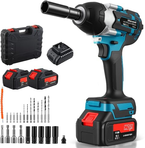 Yapasopu Avvitatore a impulsi 700N, con 2 batterie, 3 Velocità variabili, Arresto freno, LED Avvitatore a percussione, Avvitatore impulsi batteria, per riparazioni auto, Fai da te