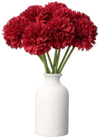 QUARKZMAN 10 st konstgjorda blommor krysantemum boll falska krysantemum bukett sidenblommor falsk krysantemum blomma för heminredning trädgård bröllopsfest, röd