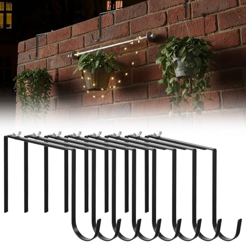 xozeooeu 8 Pcs No Drill String Light Hooks, Adjustable Metal Hangers for 6-11 Inch Concrete Cinder Block Walls and Fences, Outdoor Cable Cord Holders