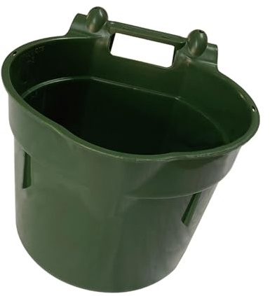 Secchio per Mangime per Cavalli con Gancio per Appenderlo. Contenitore per Mangime in PP Rinforzato. Facile da Installare. Montaggio Stabile con Marca, 8l