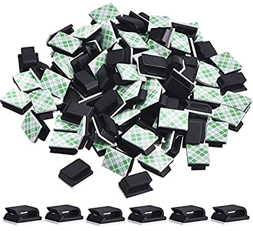 100 Piezas Clips de Cable Adhesivo Clips de Alambre Gestión de Cables Abrazaderas de Cable Soporte de Cable de Alambre, Blanco