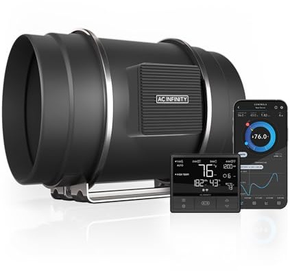AC Infinity CLOUDLINE PRO T8 – Leises Inline-Lüftersystem 200 mm mit Temperatur-/Feuchtigkeits-VPD-Controller und App-Steuerung, für Grow-Zelte und Hydroponik