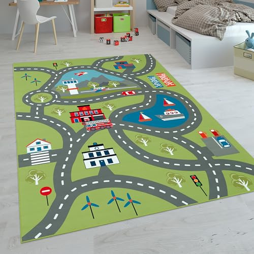 Paco Home Kinderteppich Teppich Kinderzimmer Spielteppich Junge Mädchen Modern rutschfest, Grösse:240x340 cm, Farbe:Grün 2