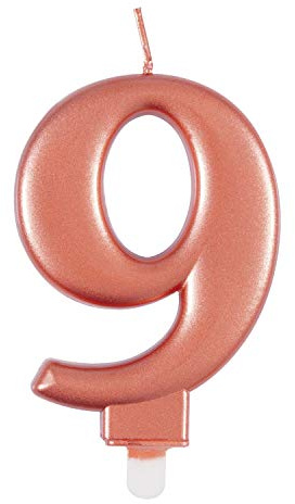 Elegant Metallic Rose Gold Number 9 Birthday Candle - Perfect for Birthday Parties, Anniversaries & More - 1 Pc