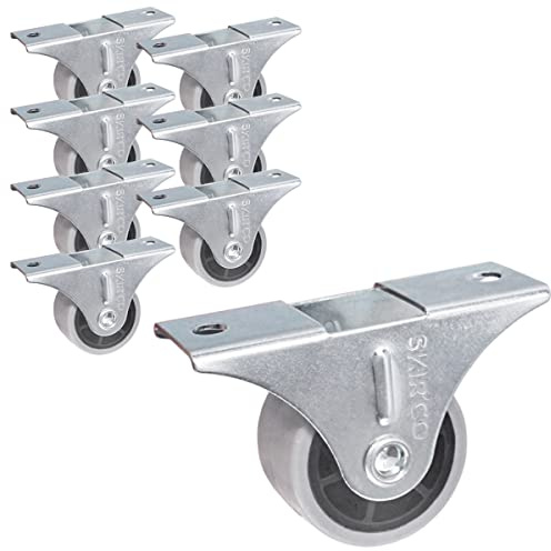 SKIR'CO Paquete de 8 Ruedas Pequeñas de 30 mm para Muebles - Goma Gris, Fijas, No Giratorias, Dirección Unidireccional