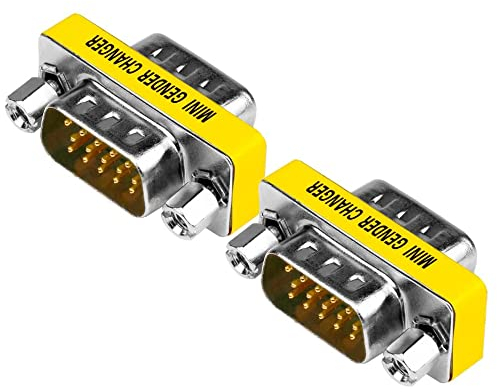 VMOJO VGA Kupplung VGA Stecker auf VGA Stecker Adapter 15pin 15Polig Adapterkupplung SVGA Mini Gender Changer [2 Pack]