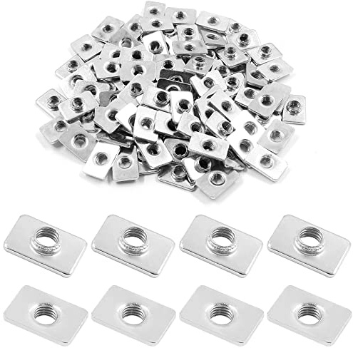 LifCratms 100pcs M5 Flat Sliding T-Nuts, 2020 Series T-Slot Nut T Nut Accessories for CNC Router Build Rail 3D Printer