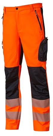 Upower HL222OF Linea Hi Light Modell Roy Hose, hohe Sichtbarkeit, elastisch, 52% Polyester/44% Baumwolle/4% Elasthan, Neonorange, Größe L