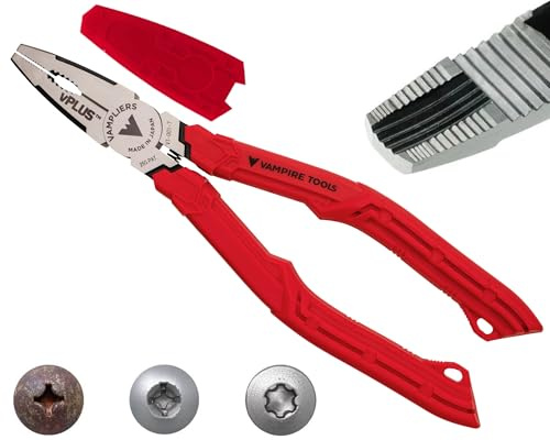 VAMPLIERS 7 Stripped Screw Extractor Pliers. Made in Japan. Multipurpose Combination Linemans Pliers remove Damaged/Rusted/Specialty Screws & Fasteners.