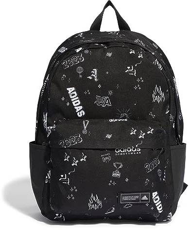 adidas Unisex Classic Backpack, Black/White, One size