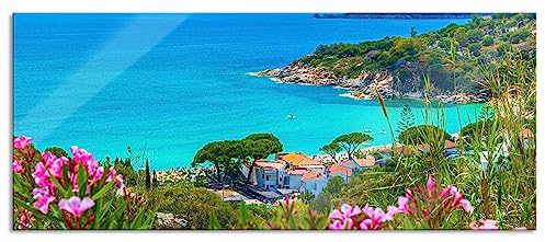 Pixxprint Glasbild Panorama, Wandbild aus Echtglas, Panorama an der Toskana, 120x50 cm, inkl. Aufhängung und Abstandshalter