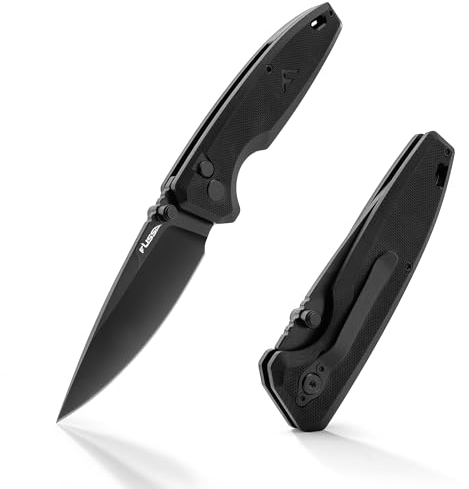FLISSA Taschenmesser Einhandmesser, Jagdmesser Klappmesser mit G10 Griff, Scharfes Taschenmesser aus D2 Stahl, Für Camping, Wandern, Reisen