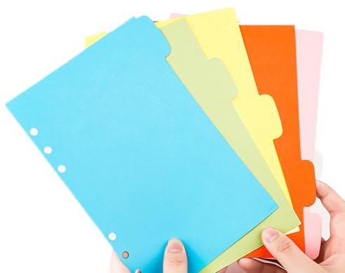 Armastuse 25 Fogli Divisori A5,6-Fori Separatori Colorati Divisori, Divisore Pagina Indice Tab, Divisori per Raccoglitori Ad Anelli A5 (5 Colori)