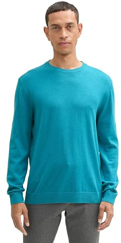 TOM TAILOR Men's 1039805 Jumper, 37094 - Turquoise Blue Melange, S