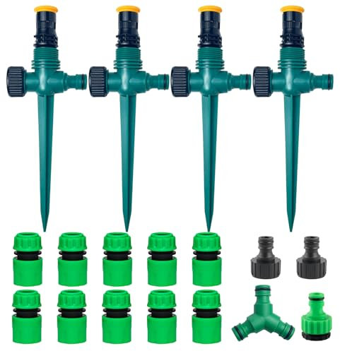 Multifunktion Garten Sprinkler, Rasensprenger, 360° Drehbarer Gartensprenger Garten Sprinkler mit Schlauchkupplung1/2 und Y, gartenbewässerung, Automatische Bewässerung Gartensprenger(Set 1)