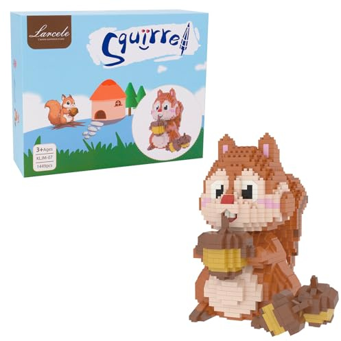 Larcele 1449 piezas Micro Bloques de Construcción Kit de Juguete, Mini Ladrillos Construir Bloques de Construcción Set KLJM-07 (Ardilla)