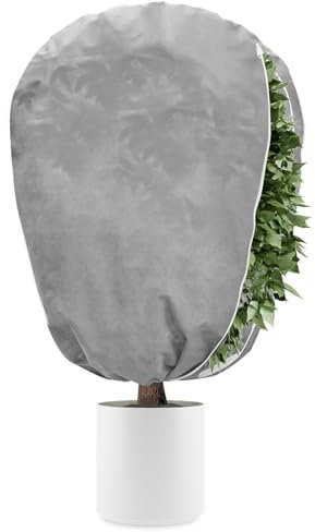 DEWUR 50 g/m² - Protection hivernale pour plantes en pot - Sac en toile de jute pour palmiers, tomates, citronnier - Plant laurier-rose, chanvre (gris, 140 x 200 cm)