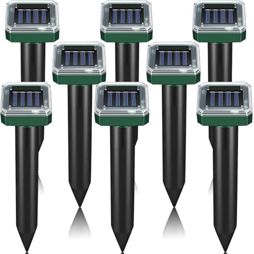 TOVE KNIGHTY Anti-mullvadsskrämmande, mullvadsskrämmande, solar ultraljudsskrämmande, Gophers och andra repellenter, IP65 vattentät, skydda trädgårdar/gräsmattor, gård/gård, set med 8
