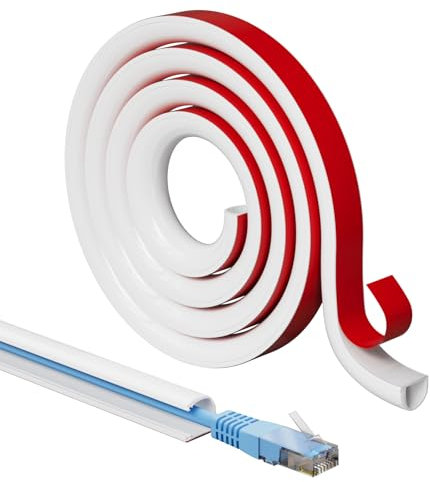 1M White Silicone Cable Trunking, Cable Tidy Hider for 1 Cords,Extension Cord Covers for Wires on Wall,Soft Cord Hider for Wall Mount TV,Cable Management under Desk,Cable Raceway Home & Office Trim