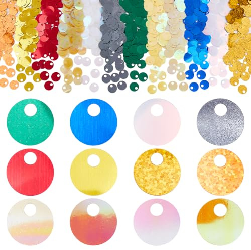 DICOSMETIC 2400 pezzi 12 colori paillettes piatte rotonde PVC 19mm per ricamo artigianato e decorazioni