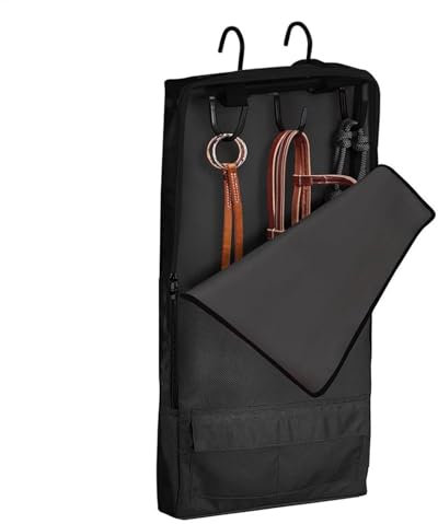 Generisch Pferdegeschirrtasche, Zaumzeugtasche für - Halfter-Trensentaschen mit 3-Zinken-Sattelhalter | wasserdichte 1680D-Oxford-Stofftasche für Pferdegeschirr für Zuhause, Stall, Garage