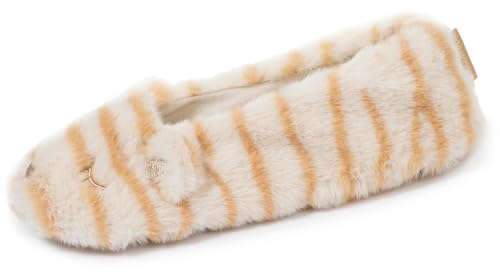 Isotoner Chaussons extra-light pantoufles Ballerines femme semelle antidérapante, 37/38, beige tigré