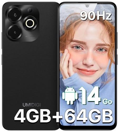 UMIDIGI G9X Mobile Phones, 6.75 HD+90Hz Phone Unlocked, Android 14, Octa-Core 8GB+64GB/2TB TF,5000mAh,13MP AI Camera,Dual Sim 4G Phone, Smartphone Android,FM Radio,Face ID,Fingerprint,GPS,OTG, Black
