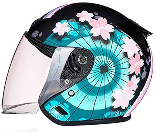 Casco Jet Retrò, Casco Jet Semi-Jet Per Scooter Con Visiera, Casco Jet Classico Vintage Per Moto, Casco Omologato ECE, Casco Da Moto Bol Bols Per Uomo E Donna A1,M=54~56 cm