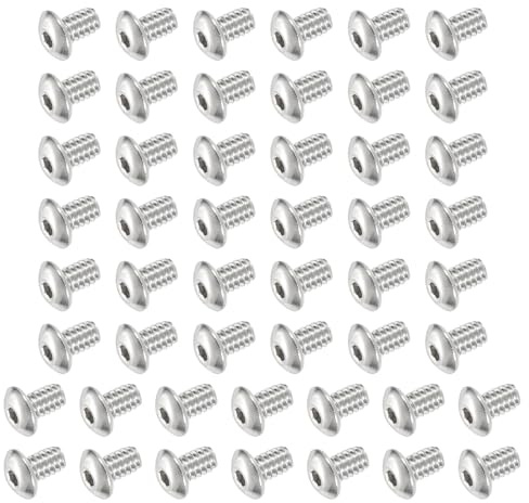 PATIKIL Viti A Testa Bombata Con Innesto Esagonale, 50 Pz #4-40 UNC x 3/16 Pollice 304 Acciaio Inox Guida Esagonale Filettatura Completa Bulloni Macchina Per Arredamento, Argento