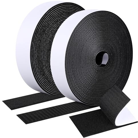 GDSZ LAERSI Doppelseitiges Klettband Selbstklebend 10 Meter Extra Stark, Klettverschluss Selbstklebend 20mm Breit Selbstklebendes Klebepad Flauschband und Hakenband Klett (Schwarz)