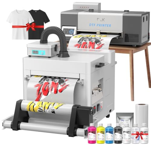 PLK DTF Printer A3,Upgraded XP600 DTF Printer, Double-Speed,Auto-Clean,Dual White Ink System,Low Ink Alert, A3 Transfer Machine for Apparel Printing(S13Printer+Shaker Dryer)