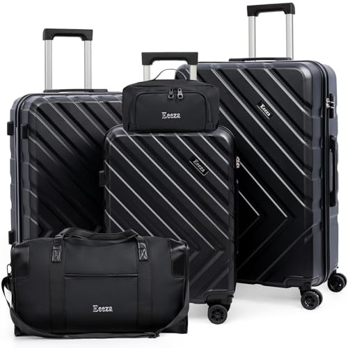 Eeeza Luggage Sets 5 Piece,Suitcases with Wheels, Hard Case Luggage with Detachable Spinner Wheels,Carry On Luggage Set (5 Piece Sets (20/24/28/DB/TB))