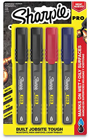 Sharpie Pro Permanent Marker, Fine Point, Assorted Colors, 4-Count Marker (2018324)