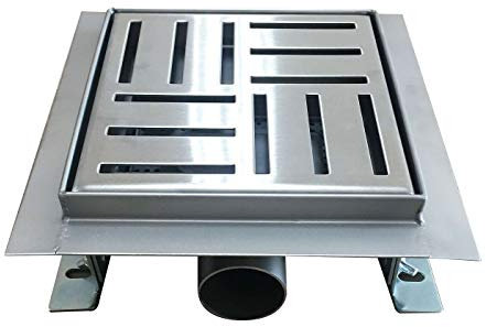 Duschrinne Quadratisch Bodenablauf Randablauf aus Edelstahl sehr flach – in 4 Größen Q3 (12x12 cm)