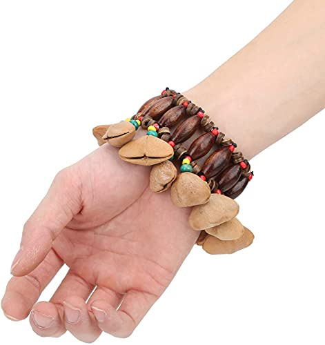 Alnicov Estilo tribal africano, pulsera de cáscaras de nuez, sonaja para yembé, tambor africano, conga, accesorios de percusión