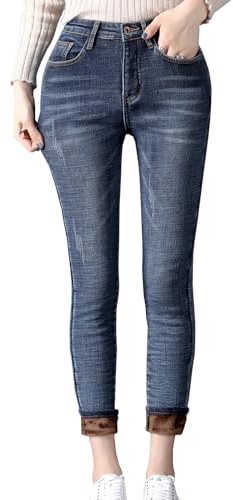 joyvio Pantalones Vaqueros de Invierno para Mujer Pantalones Ajustados Gruesos con Forro de Lana Slim Stretch Warm Jeggings