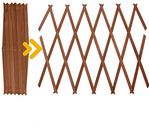 Garden Wooden Trellis 180 x 30cm BROWN Metal Rivets Expandable Plant Lattices Outdoor Climbing Growing Plants & Flowers Fence Panel Gardening Decor Support Structure