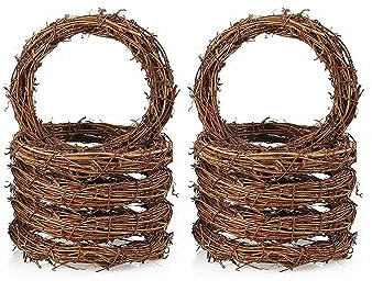 10 PCS 4 Inch Natural Rattan Ring Wreathes Vine Branch Wreath Rattan Wreath Garland Decoration for DIY Festivals Decorations, Wreath Craft and Wedding Decors