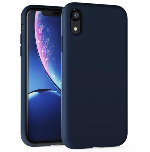 TAXXOE Silicone Case Compatible with iPhone XR Case Soft Ultra Slim Protective Shockproof Liquid Silicone Phone Case, Anti-Scratch Microfiber Lining, 6.1 Dark Blue