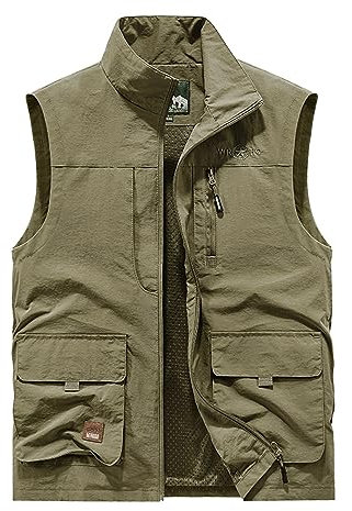 RUMAOZIA Ärmellose Weste Herren Sommer Anglerweste Outdoor Weste Schnelltrocknend Sommerweste Leicht Klettern Weste mit Vielen Taschen Funktionsweste Jagdweste Safari Fotografie Weste