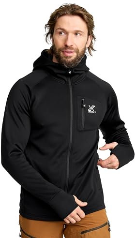 RevolutionRace Evolution Stretch Fleece Hoodie für Herren, Zip Hoodie für Wandern und Outdoor-Aktivitäten, Black, M