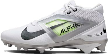 Nike Alpha Menace 4 Pro Football Cleats (FD7037-100, White/Metallic Silver/Photon Dust) Size 13