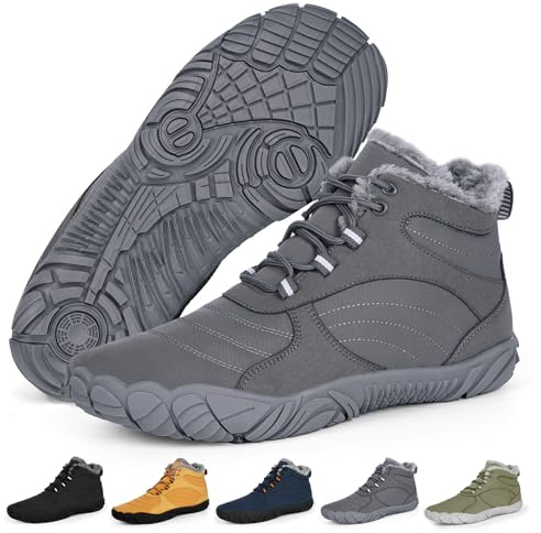 RUYI Chaussures pieds nus - Pour l'hiver - Chaudes - Doublure chaude - Chaussures de trail - Pour homme et femme - Imperméables - Avec semelle antidérapante et large boîte à orteils, 39 EU