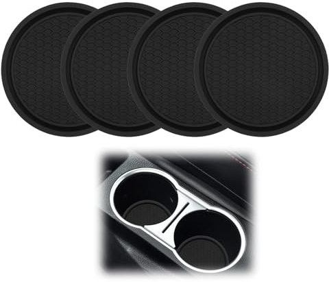 Getränkehalter Auto 4 Stück, Universelle Auto Untersetzer,rutschfeste Becherhalter Auto Eingebettet,Auto Zubehör Innenraum Deko, Schwarz