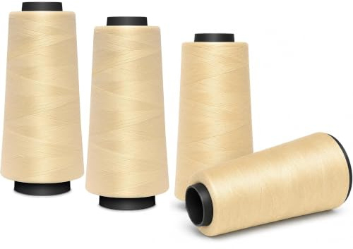 4 KONEN - Nähmit - Overlock Thread Sewing Thread 1500 Metres Each - 100% Polyester Yarn for Overlock Coverlock & Cover Stitch Sewing Machines - Thread Thickness 40/2 (120) (A03-841-Champagne)