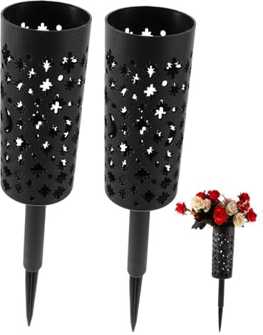 ANDRESLAD 2pezzi Vasi Cimiteriali Con Per Artificiali Da Decorazione Per Tombstone e Facile Installazione e Stabile