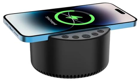 Wireless Charger Speaker, 15w Fast Charging Station with Sleep Noise Sound Machine, Audio Dock for Mobile Devices, for Business Trips, Study Room, Travel, Beach, Party