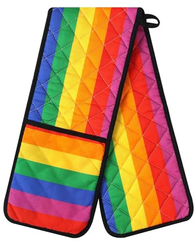 Double Oven Gloves Heat Resistant Colourful Ovens Mitt Cotton Potholders Gloves for Home Cooking Kitchen BBQ
