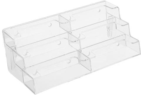 TOVINANNA Tarjetero Transparente de Escritorio con 12 Ranuras Expositor Horizontal de Plástico Resistente para Tarjetas de Visita Dispensador Profesional para Oficina y Uso Diario