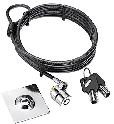 Ccmart Laptop Cable Lock Safety Lock Anti Theft Security Hardware Cable Lock Kit with 2 Sturdy Cable Two Keys 3 m Adhesive Disk for Laptop, PC, Laptops, Mobile Phones and Projectors